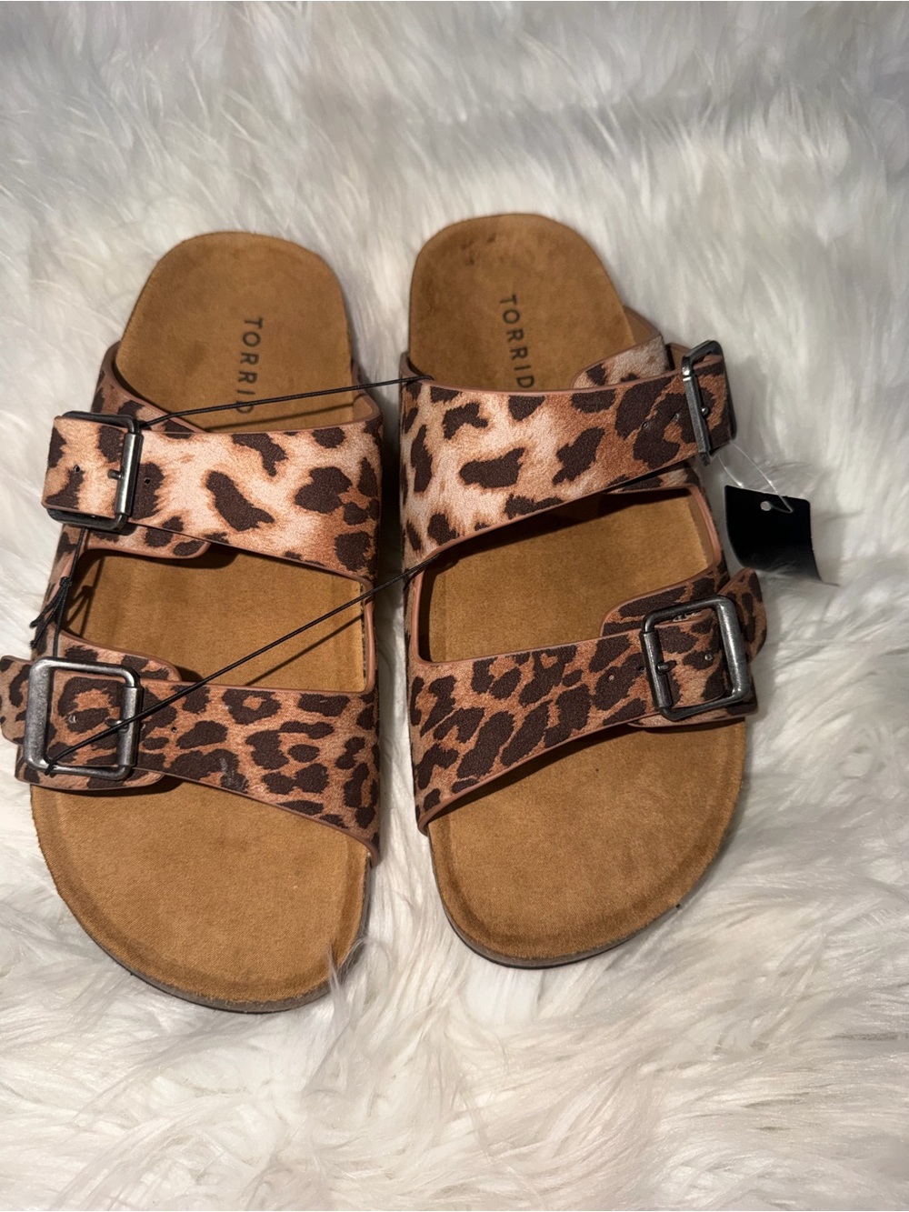 torrid Leopard Print Dual Buckle Slide Sandals - tan/brown